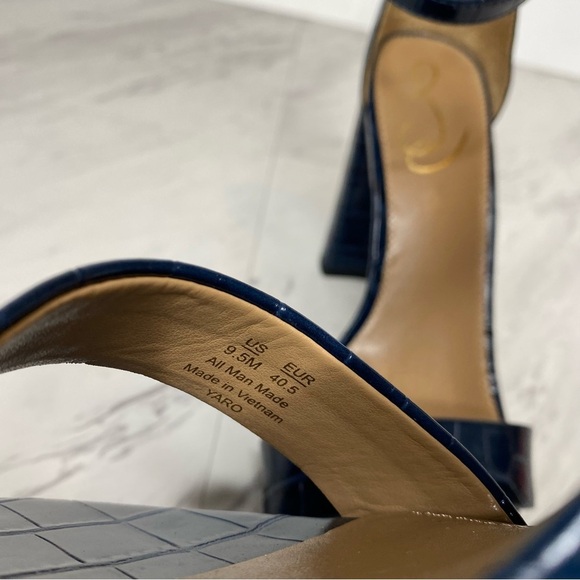 Sam Edelman Yaro Blue Crocodile Block Heel Sandal 9 1/2 M - Picture 11 of 14
